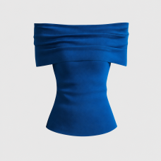 Azure Elegance Off Shoulder Top