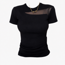 Black Sheer Accent Slim Tee