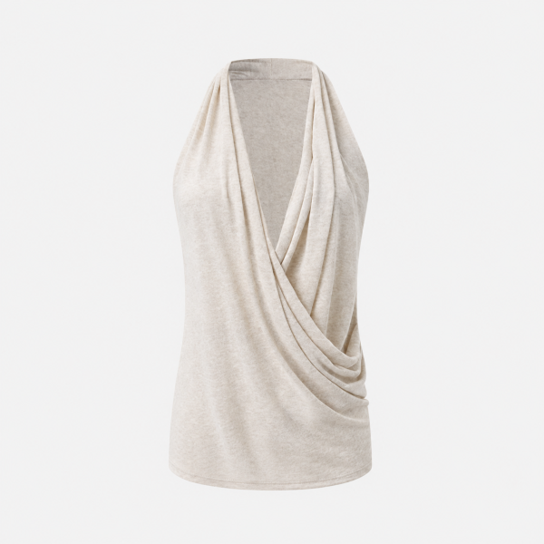 Ivory Draped Wrap Blouse