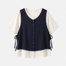 Navy Layered Casual Vest Top
