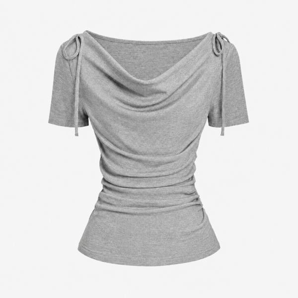 Women’s Gray Off-Shoulder Ruched Top