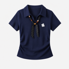 Women’s Navy Ribbon Polo Shirt