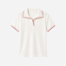 Women’s White Embroidered Polo Shirt