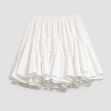Women's Bow White Mini Skirt – Cute Layered Style