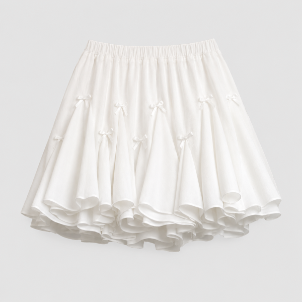 Women's Bow White Mini Skirt – Cute Layered Style
