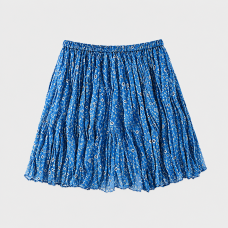 Women's Floral Blue Mini Skirt – Pleated Casual Style