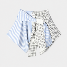 Women's Patchwork Blue Mini Skirt – Chic Asymmetric Style