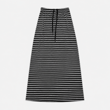 Women's Casual Black Stripe Maxi Skirt Soft Stretch