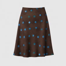Women's Vintage Brown Polka Dot Maxi Skirt Chic Flair